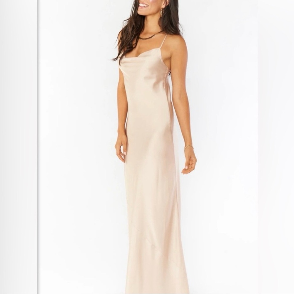 Show Me Your MuMu Cream Satin Maxi Dress